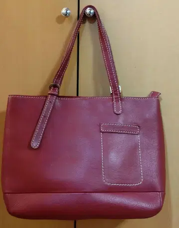 천연 가죽 크림슨 빨간색 토트백 숄더백