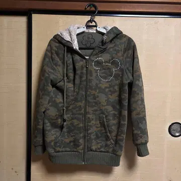 카모플라쥬 미키마우스 자수 후드티