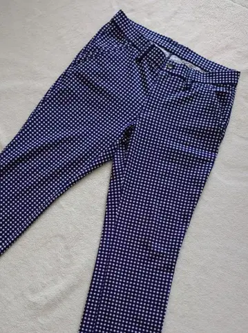 아디다스 골프 팬츠 네이비 x 화이트 체크 무늬 남성용 M 스트레치