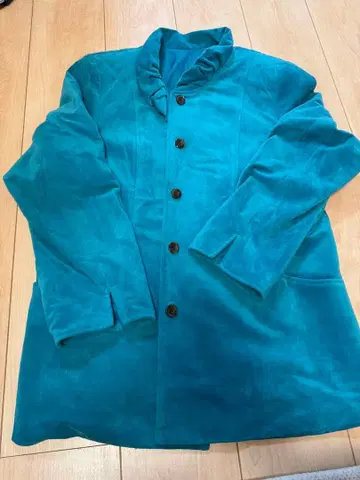 FEEL 스웨이드 느낌 코트 터콰이즈 블루 M 사이즈 고급 디자인