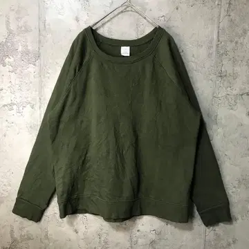 B672 구제 의류 트레이닝복 맨투맨 래글런 모스그린 무지