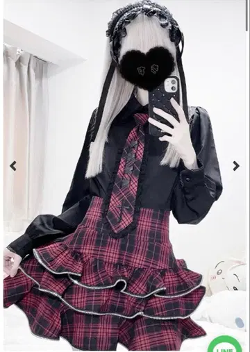 완판템 [ MA*RS ] 크로스 자수 넥타이 블라우스 -레드 size-F