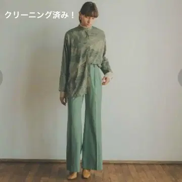 클라네 그린 턱 와이드 팬츠 SEMI WIDE TUCK PANTS