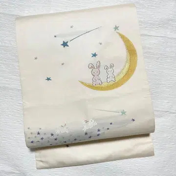 토끼 달 별똥별 나고야 오비 니시진 비단 순수 실크