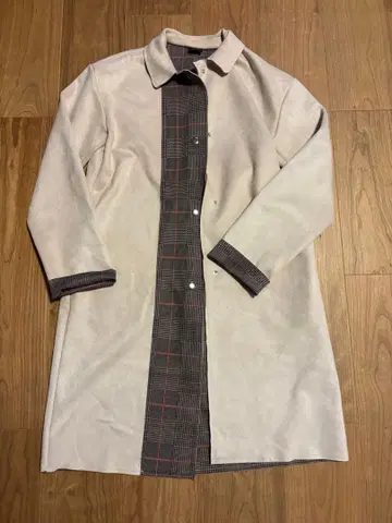 ZARA 스웨이드 롱 코트 체크 무늬