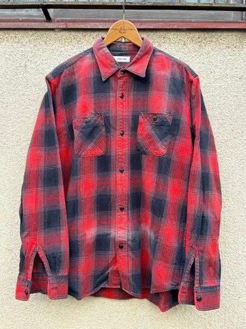 A MORAL CODE 체크 셔츠 플란넬 셔츠 레드 x 블랙