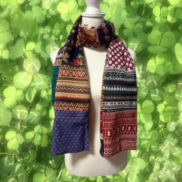 모리걸 00s 페어리 그런지 버튼 패치워크 머플러