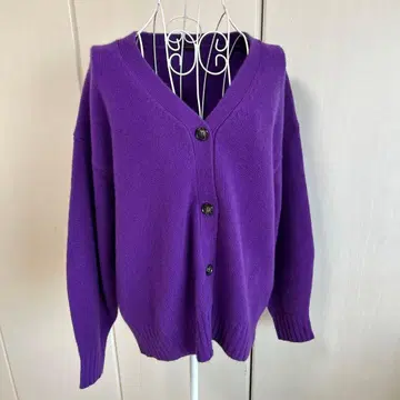 밴야드 스톰 캐시미어 혼방 가디건 니트 퍼플 V넥