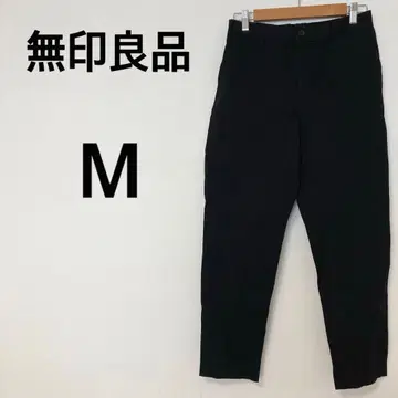 무인양품 와이드 치노 팬츠 [M] 코튼 혼방 뒷밴딩 블랙