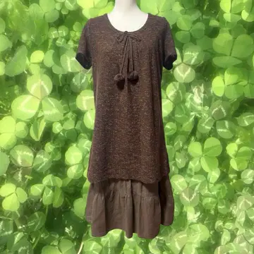 모리걸 페어리 그런지 브라운 반팔 튜닉 카키 스커트 세트