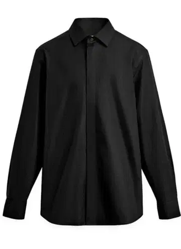 [ ZARA ] 레귤러 핏 코튼 셔츠 버튼 숨김 긴팔 셔츠 블랙 M