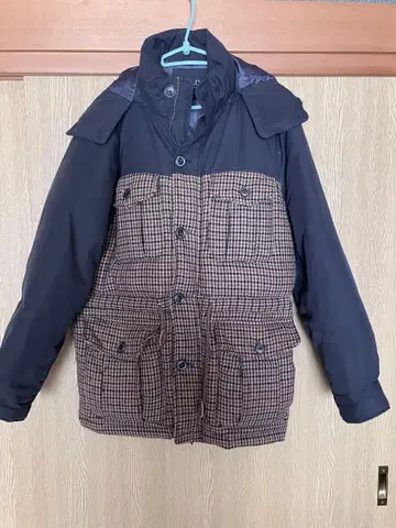 POLO 다운 자켓 네이비 체크 무늬