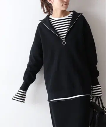 FRAMeWORK 코튼 탄력 하프 지퍼 풀오버