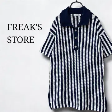 FREAK'S STORE 프릭스스토어 시스루 니트 반팔 셔츠 스트라이프