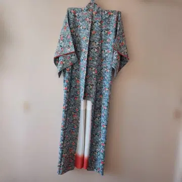 블루 계열 꽃무늬 코몬 기모노
