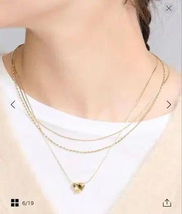 BEAUTY&YOUTH/이비츠하트 3연 목걸이 골드