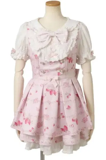 리즈리사 CreamBerry 패턴 셋업 핑크 LIZLISA 양산형