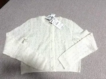 ZARA 울 알파카 혼합 가디건 S 사이즈 화이트