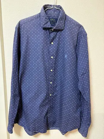 POLO 네이비 도트 무늬 긴팔 셔츠