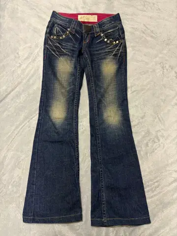 y2k 00s RED PEPPER 자수 로우라이즈 플레어 팬츠