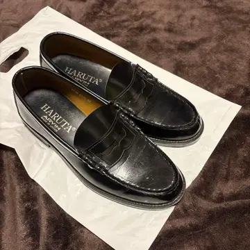 HARUTA 블랙 가죽 로퍼