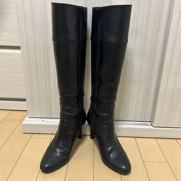 새상품급 다이애나 롱 부츠 가죽 블랙 사이드 지퍼 일본제