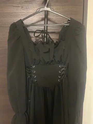 블랙 레이스 코르셋풍 원피스