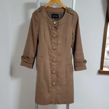 INDIVI 인디비 인조 가죽 트렌치코트 롱 코트