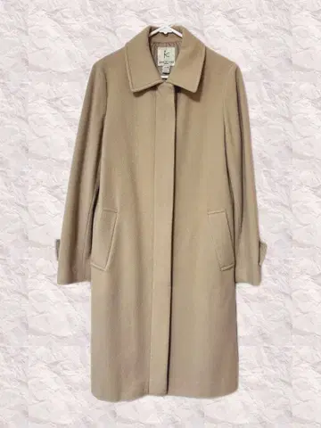 쿠미쿄쿠 울 90% 롱 코트 스탠칼라 히요쿠 버튼 울 베이지 M