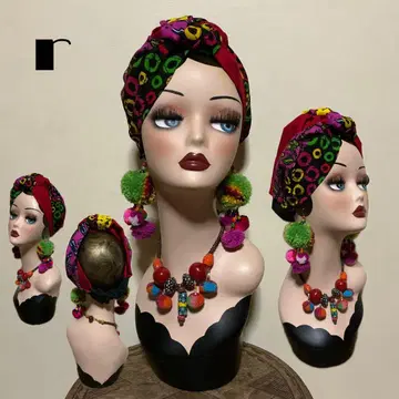 아프리칸 니트 뽀꼬리 헤어 터번 헤어밴드