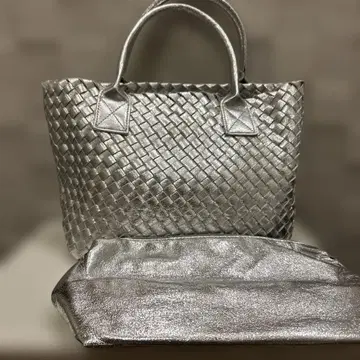 GUSCIO 메쉬 토트백 파우치 포함 실버