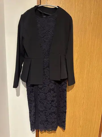 네이비 레이스 자켓 포함 원피스