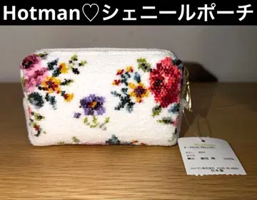 미사용 새상품 Hotman 핫맨 셔닐 직조 미니 파우치 꽃무늬 화이트