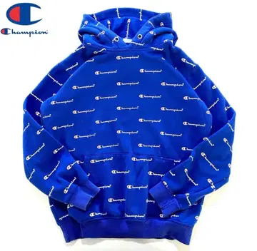Champion 로고 프린트 후드티 M 사이즈 파랑