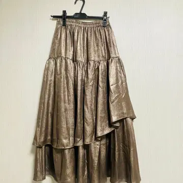 메탈릭 브라운 롱 스커트