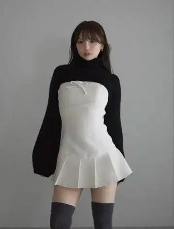 andmary Twiggy tweed mini dress white