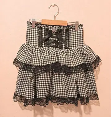 MARS 하이웨스트 스핀들 볼륨 치마바지 체크