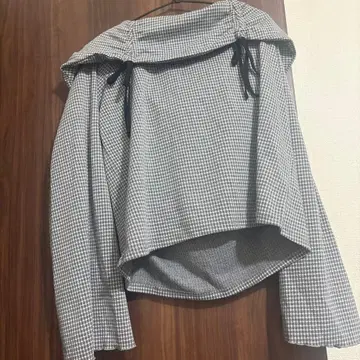 체크 무늬 드레이프 상의 3L