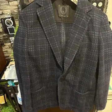 T-JACKET 티 자켓 네이비 체크 무늬 테일러드 자켓
