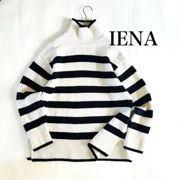 이에나 니트 하이넥 풀오버 보더