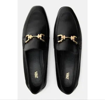 ZARA 체인 디테일 스플릿 레더 로퍼 블랙