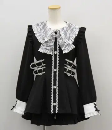 미사용 새상품 DearMyLove 레이스 리본 하트 버클 셋업 블랙