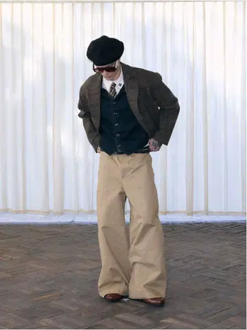 Ins Gale 배기 팬츠 와이드 치노 pushpush asapmode