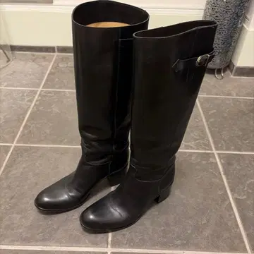 SARTORE 블랙 가죽 롱 부츠