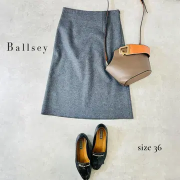 [ Ballsey ] 고급 울 A라인 스커트 그레이 36 S~M 상당