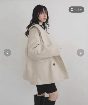 LIAN 숄카라 컬 샤기 코트