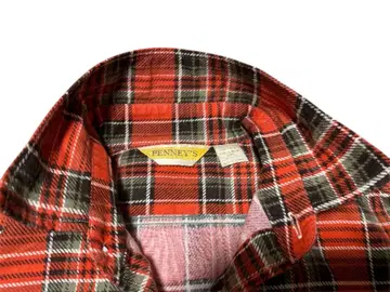 Penney's 체크 무늬 셔츠 100% 코튼 일본제 L 사이즈입니다.