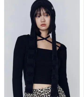 EMODA 스트라이프 샤기 2WAY 비니 모자