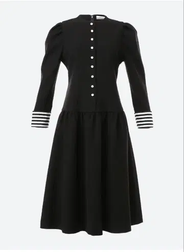 레어 34 보더스 앳 발코니 블랙 플레어 원피스 버튼 포함