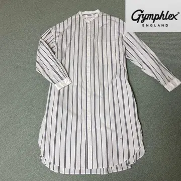 Gymphlex 밴드 카라 스트라이프 빅 실루엣 셔츠